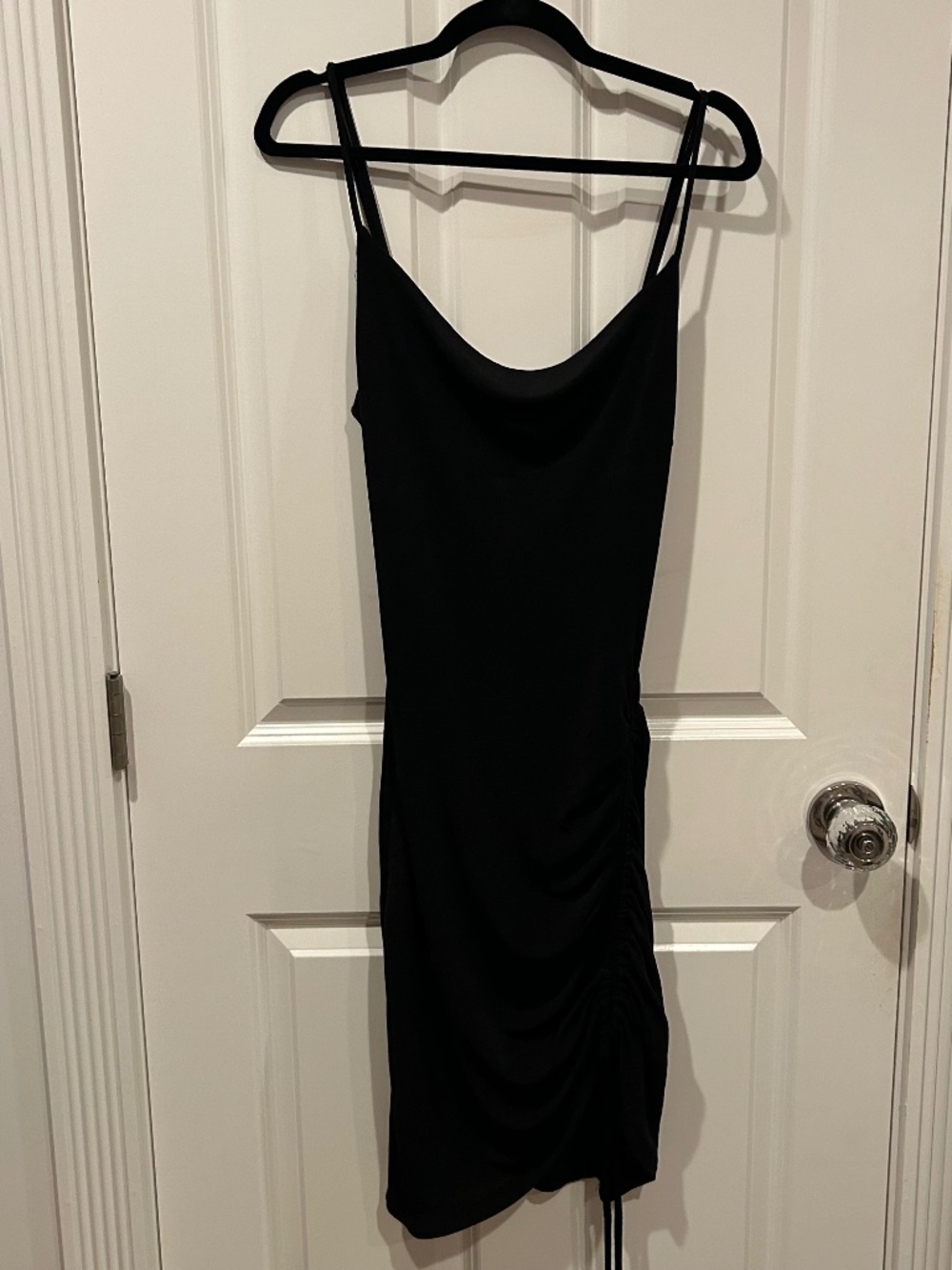 Miss Lola Black Ruched Midi Dress Size Medium